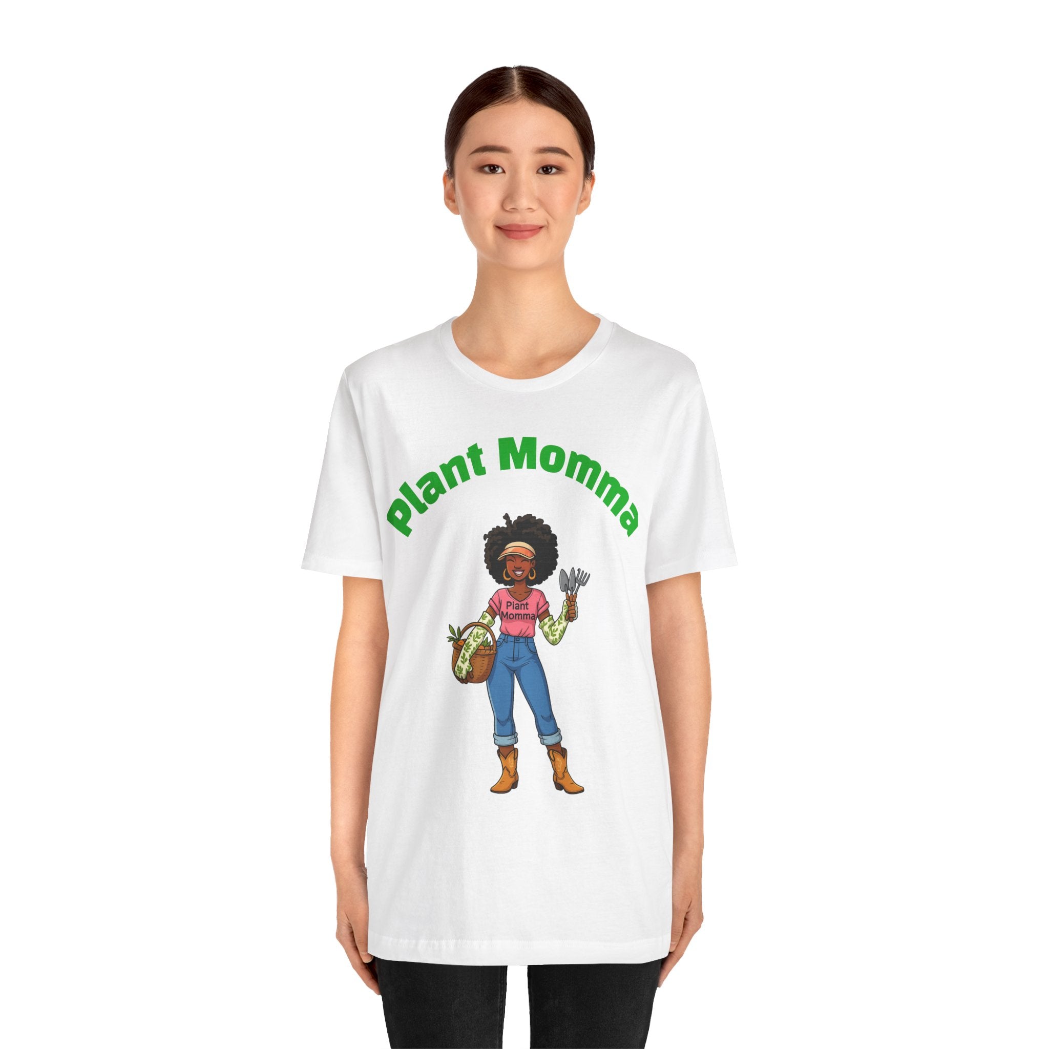 Plant Momma T‑Shirt — Cute Afro Garden Mom Graphic Tee