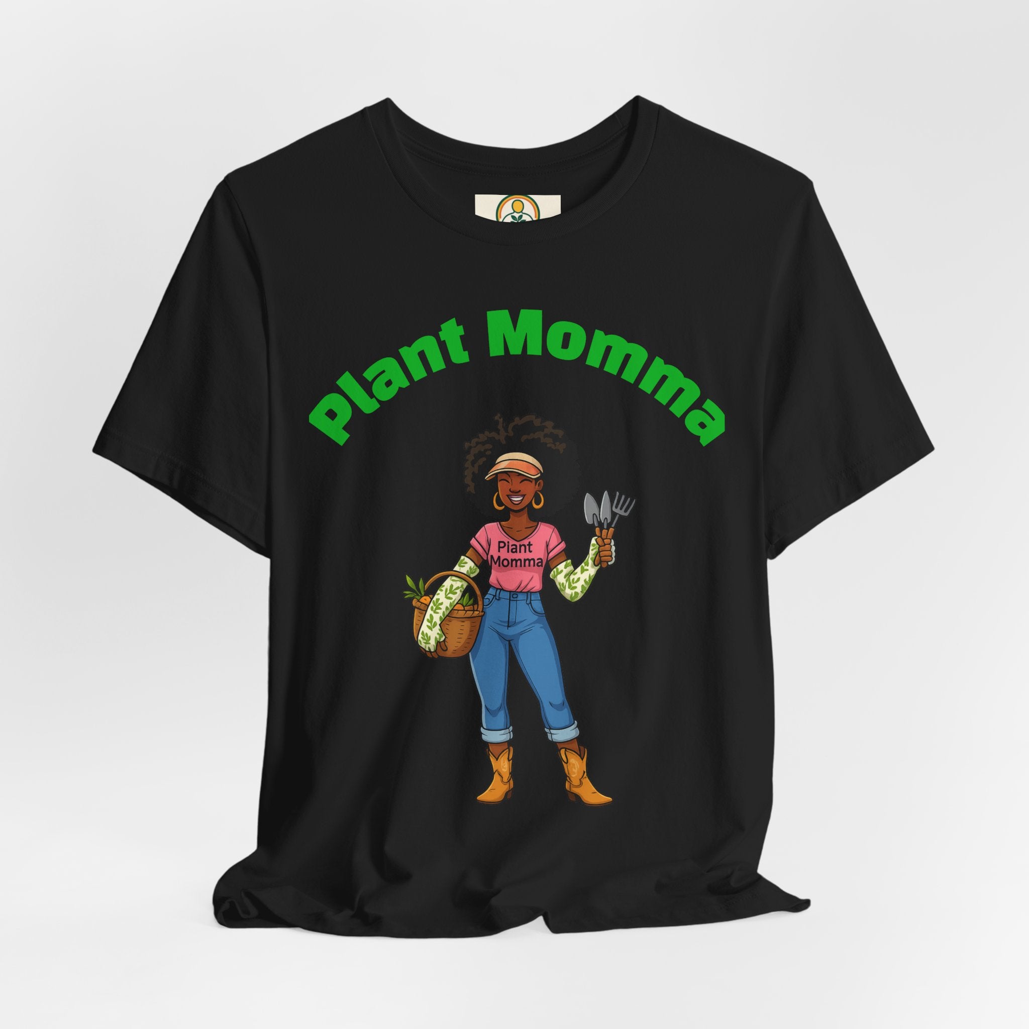 Plant Momma T‑Shirt — Cute Afro Garden Mom Graphic Tee
