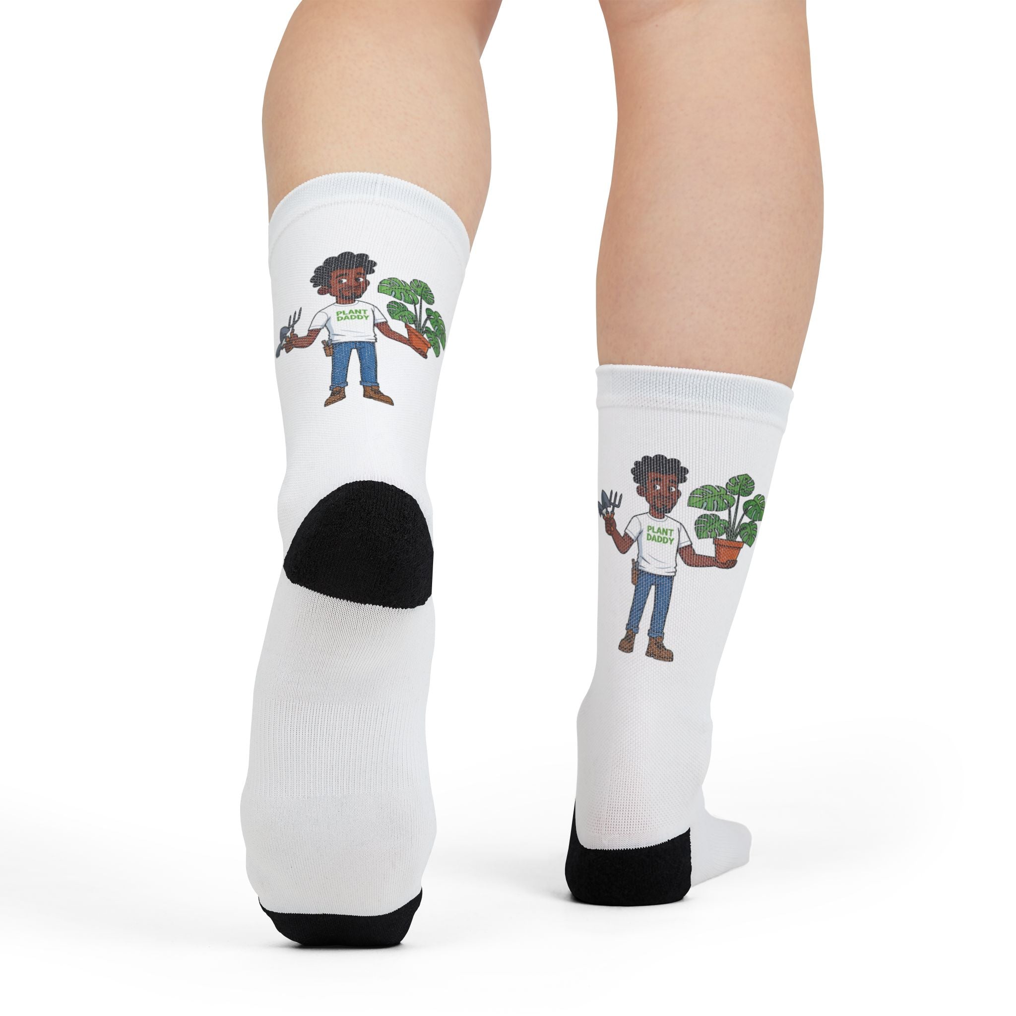 Plant Lover Crew Socks — Cute Gardener Character Sublimation Socks