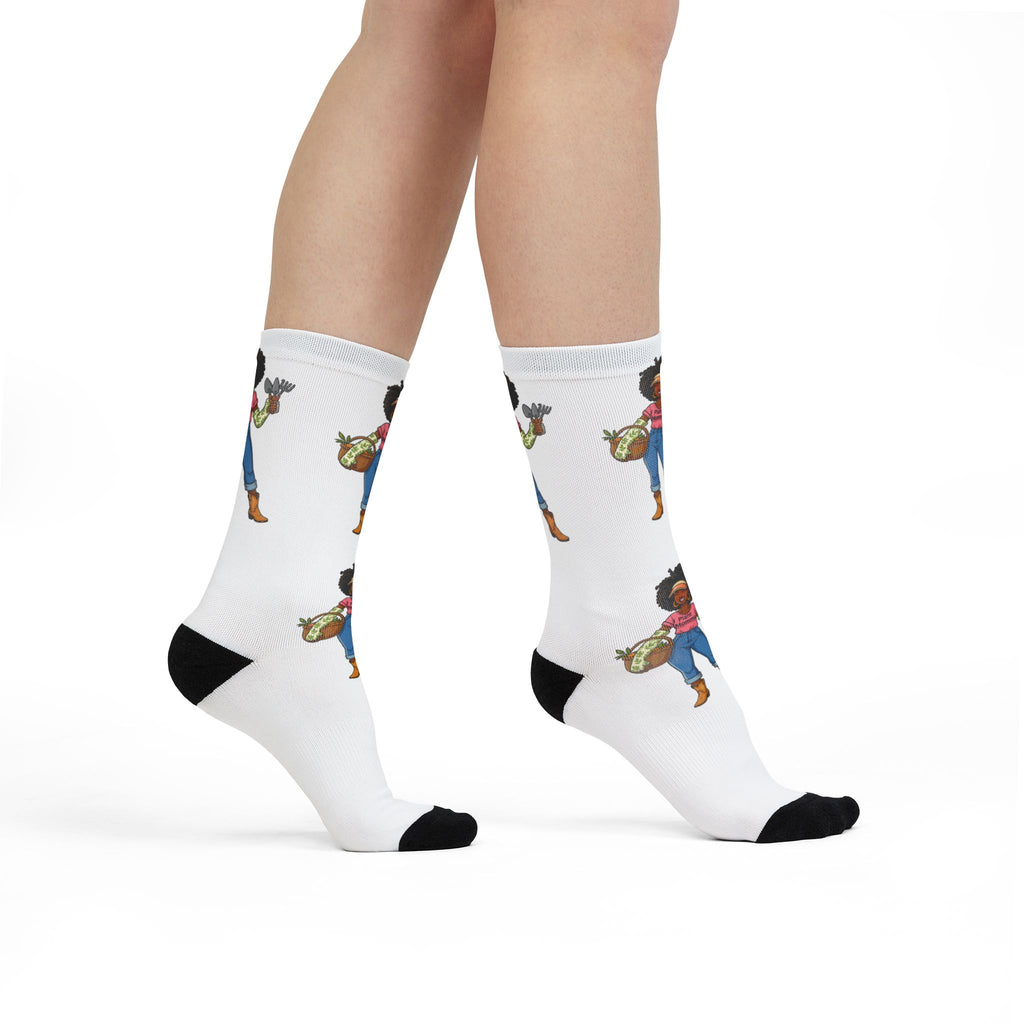 Gardener Girl Crew Socks — Sublimation Printed Gardening Socks