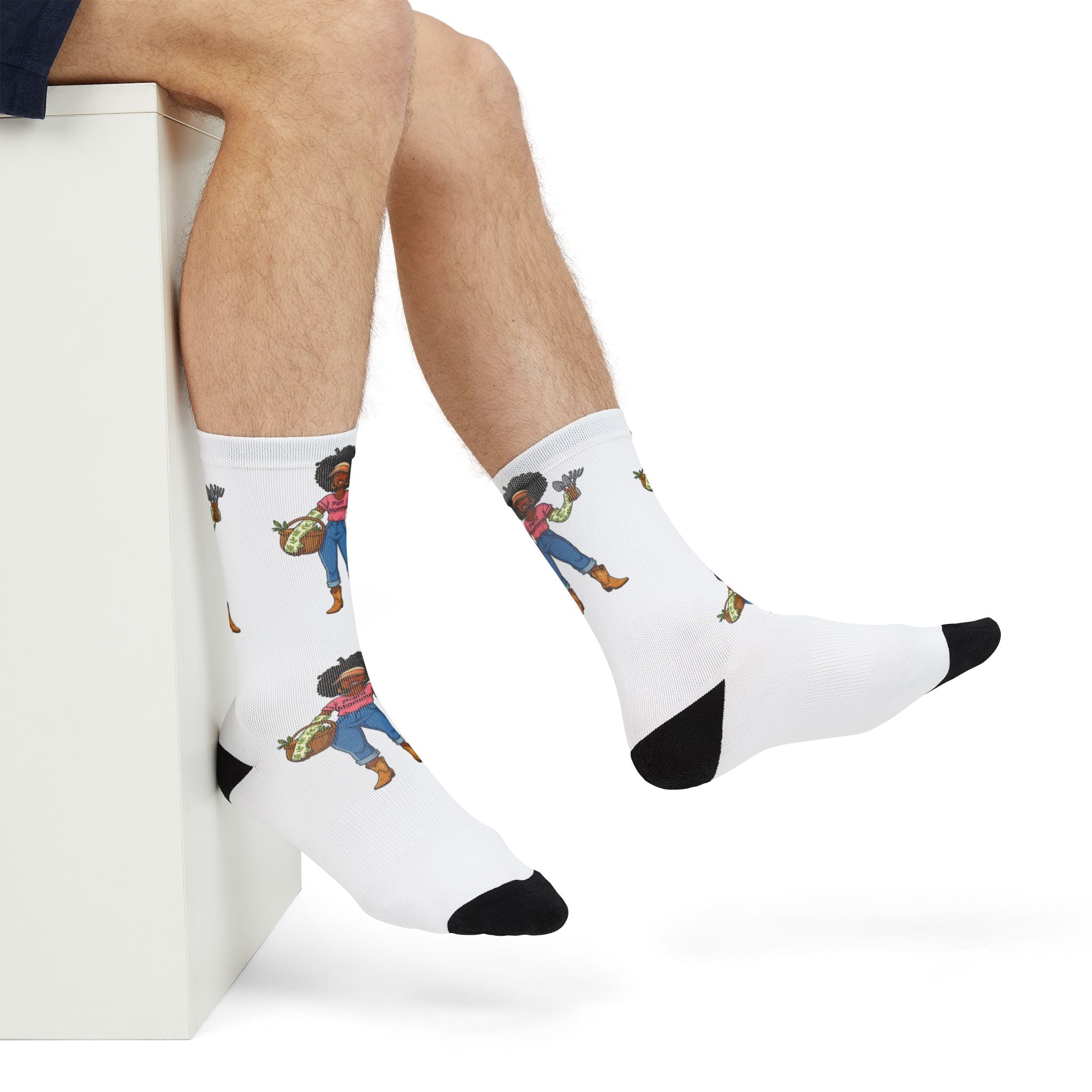 Gardener Girl Crew Socks — Sublimation Printed Gardening Socks