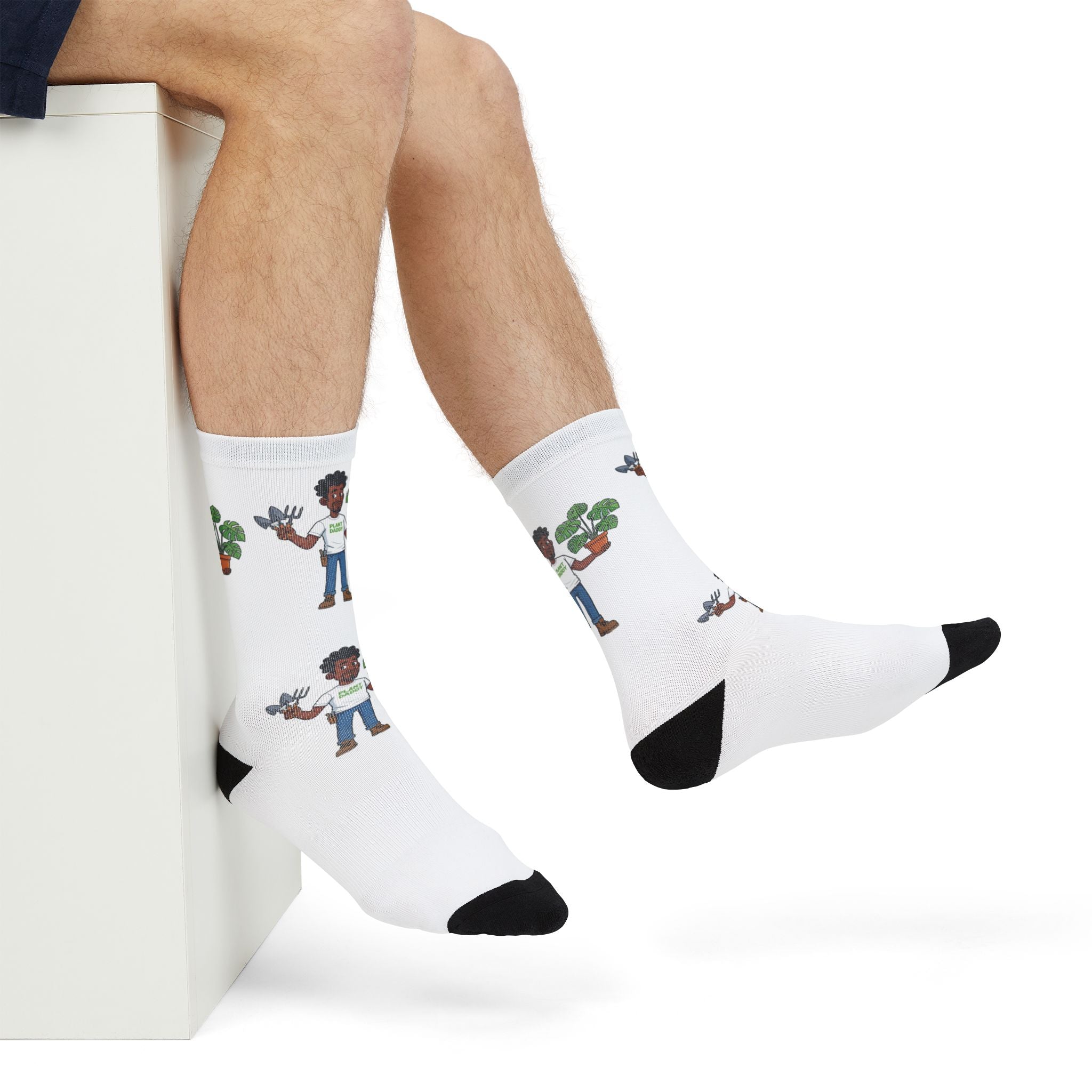 Plant Lover Crew Socks — Cute Gardener Character Sublimation Socks