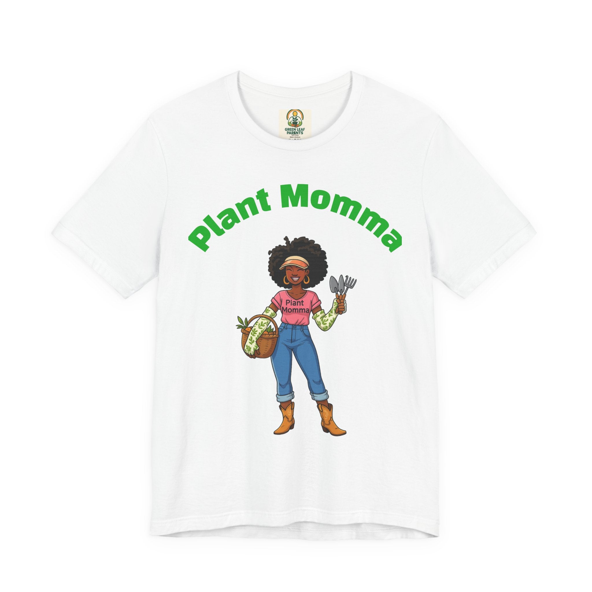 Plant Momma T‑Shirt — Cute Afro Garden Mom Graphic Tee