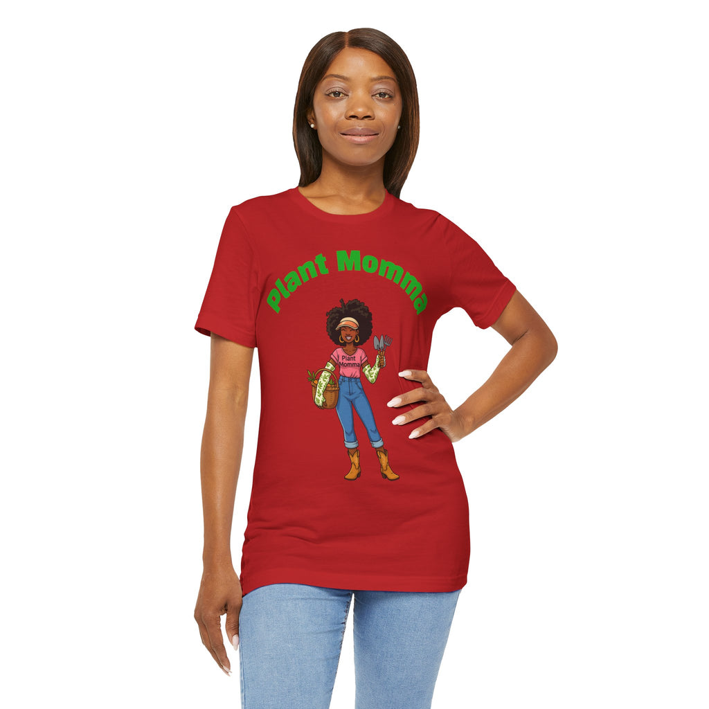 Plant Momma T‑Shirt — Cute Afro Garden Mom Graphic Tee
