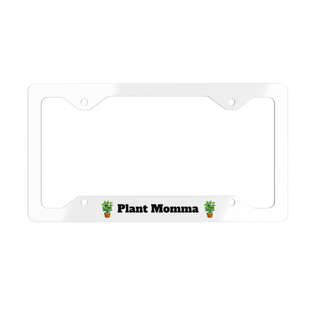 Plant Momma Metal License Plate Frame — Cute Potted Plants Design