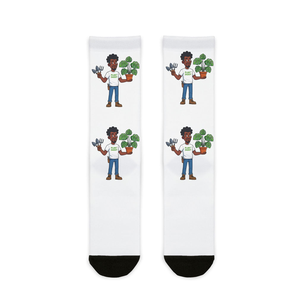 Plant Lover Crew Socks — Cute Gardener Character Sublimation Socks