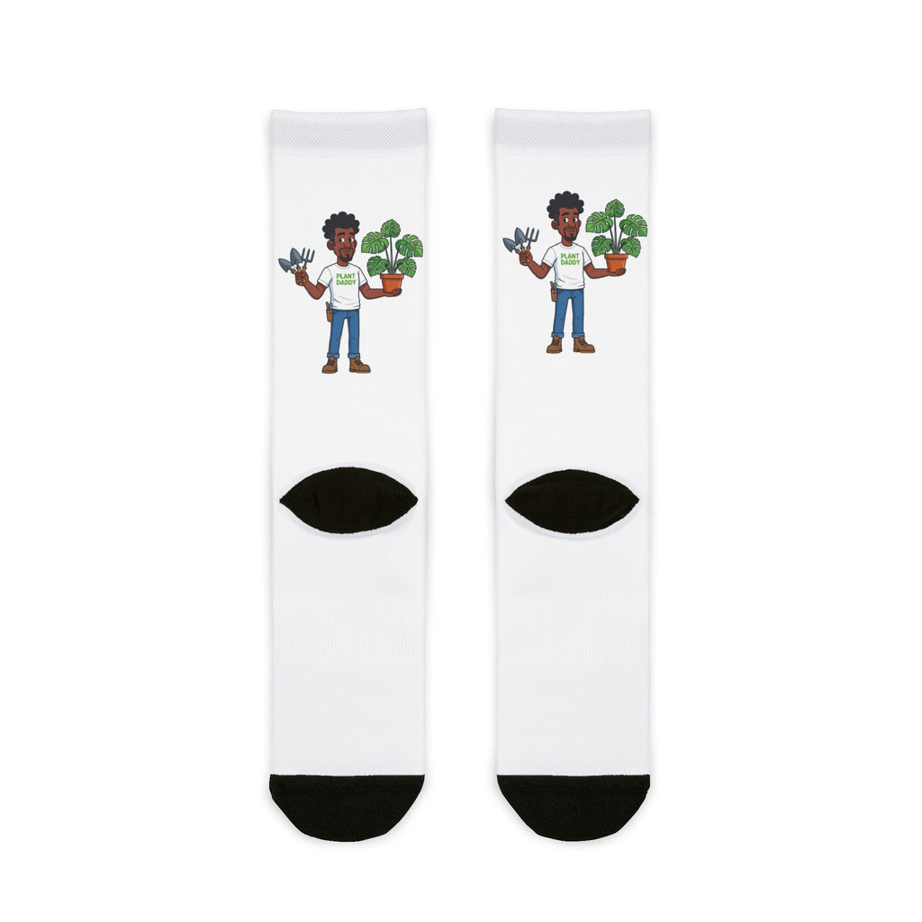 Plant Lover Crew Socks — Cute Gardener Character Sublimation Socks