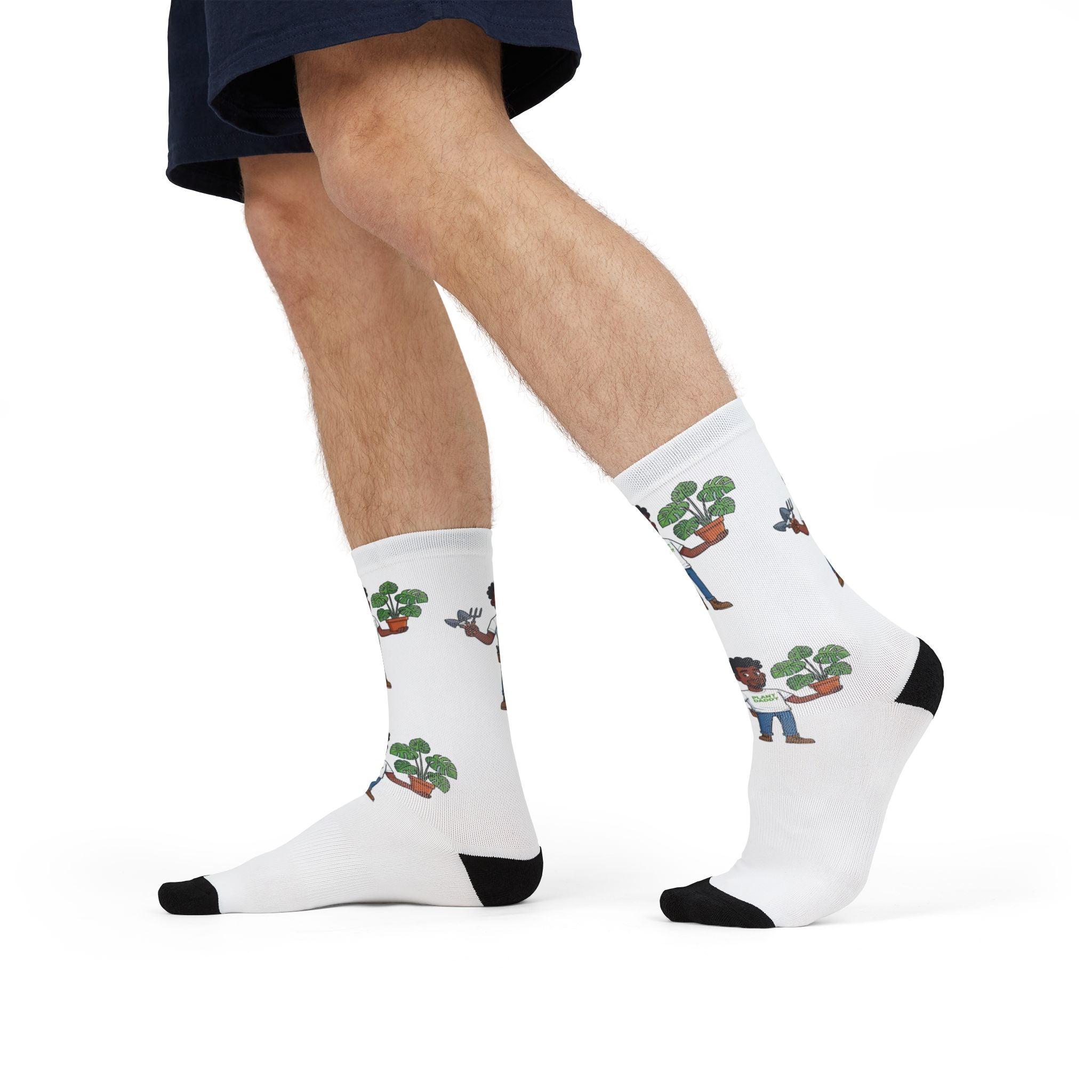 Plant Lover Crew Socks — Cute Gardener Character Sublimation Socks